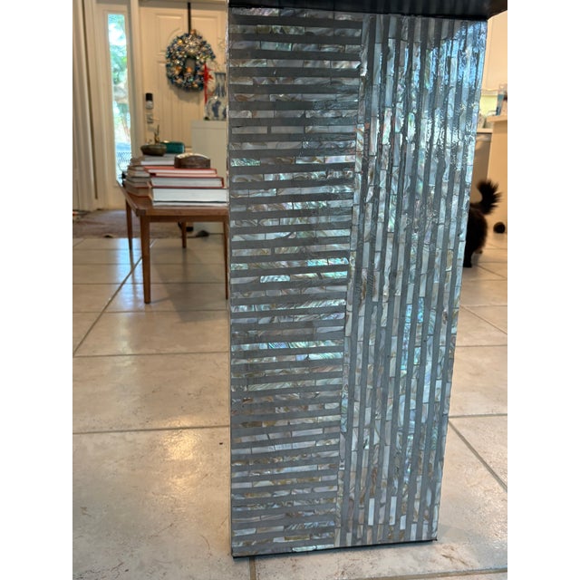 Late 20th Century Late 20th Century Handmade Mother of Pearl Waterfall Console Table in Modern Parsons Style For Sale - Image 5 of 10