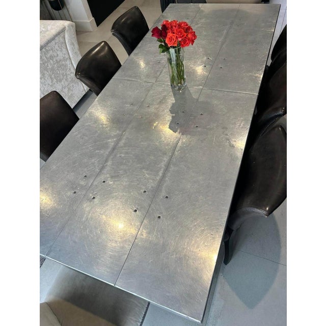 Animal Skin Boston Dining Table and Dark Brown Leather Velvet Studded Chairs from Timothy Oulton, 2010s, Set of 9 For Sale - Image 7 of 9