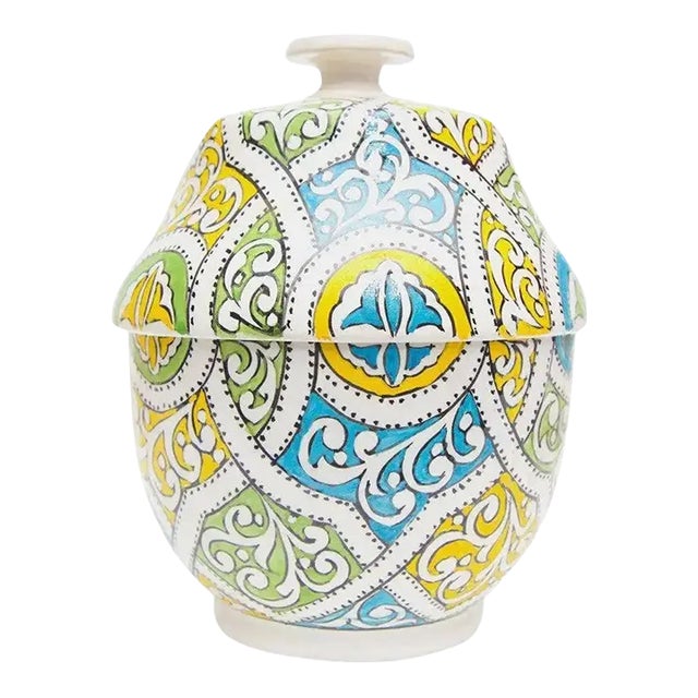 Boho Chic Moroccan Design Handmade Ceramic Urn or Jar For Sale