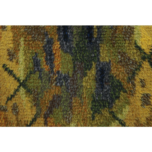 Mid-Century Modern Vintage Swedish Rya Rug in Gold With Colorful Abstract Pattern - Rug & Kilim For Sale - Image 3 of 7