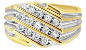 Mens Diamond Wedding Band .50cttw 10k Two Toned Gold, Size 10.5