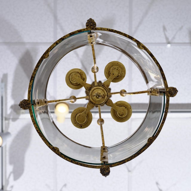 French Antique, Louis XVI Style Lantern, Brass and Glass For Sale - Image 9 of 9