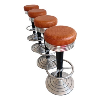 Art Deco Inspired Bar Stools by Go-in Desig,n Munich, Germany, 1980s, Set of 4 For Sale
