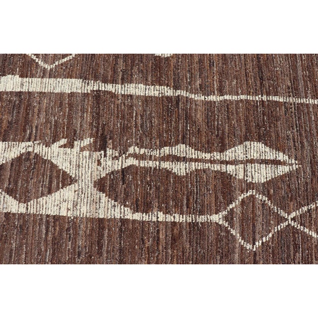 2020s Modern Casual Afghan Tribal Rug in Wool With Abstract Design in Browns and Ivory For Sale In Atlanta - Image 6 of 13