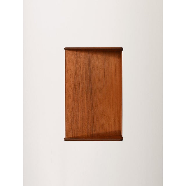 Brown Scandinavian Bedside Table with Fabric Shelf, 1960s For Sale - Image 8 of 9