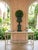 Vintage Neoclassical Cast Iron Garden Urn on Wreath Pedestal - Hunter Green For Sale - Image 10 of 12