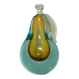 Venetian Murano Hand-Blown Art Glass Pear - Paperweight / Bookend / Sculpture For Sale