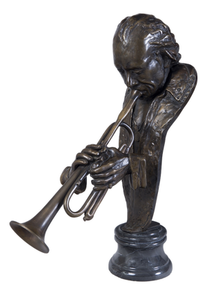 Art Deco Miles Davis Sculpture in Bronze and Marble, Czech, 1930s