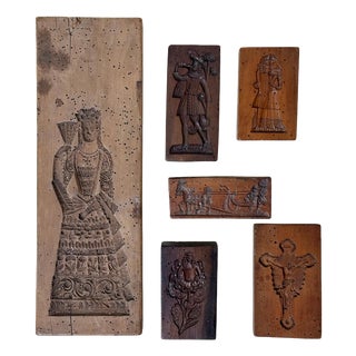 Baroque Speculoos Molds in Oak, 1650, Set of 6 For Sale