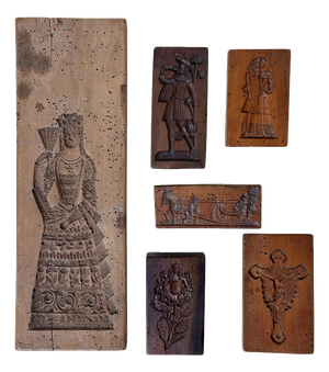 Baroque Speculoos Molds in Oak, 1650, Set of 6