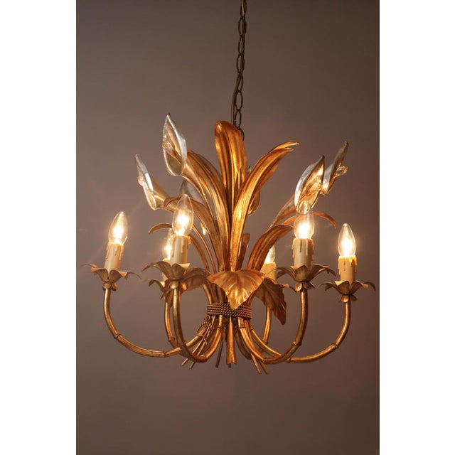 Calla-Lily Chandelier in Gold, 1970s For Sale - Image 14 of 16