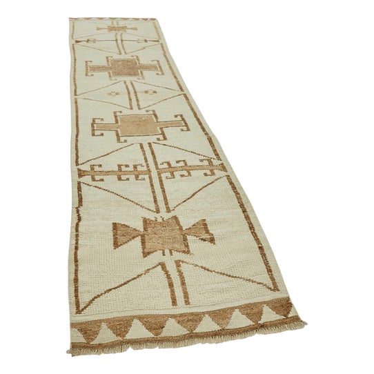 Beige Bohemian Runner Rug For Sale