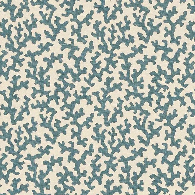 Schumacher X Veere Grenney Folly Fabric in Peacock Blue For Sale