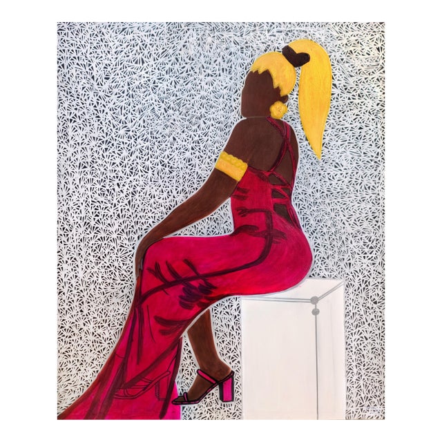 "I Will Sit Till I Rest", Acrylic on Canvas Painting by Janet Adegoke For Sale
