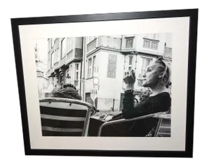 "Prague Cafe 2015" Contemporary Black and White Photograph by David Rubin, Framed