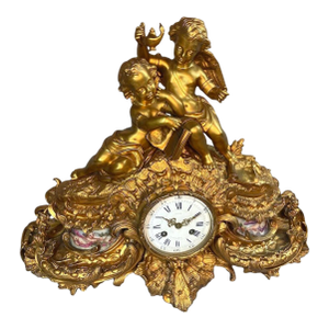 1860s Japy Freres Louis XVI Gold Bronze Sevres Clock