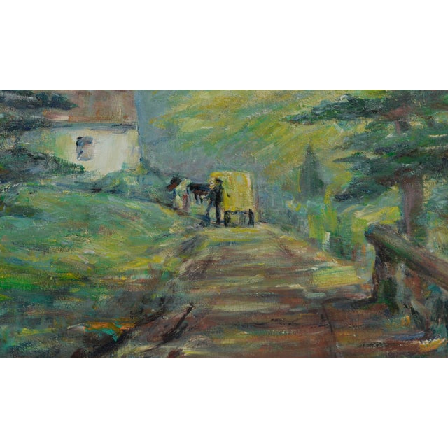 Mid Century Carmel Valley Figurative Landscape - The Roadside Grocer Gorgeous figurative landscape of a Carmel roadside...