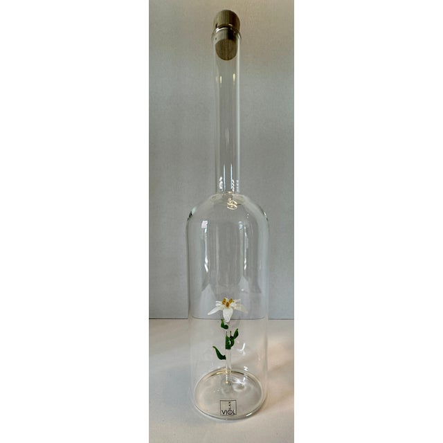 Transparent Rare Vintage Viol Glas German Art Glass Edelweiss Bottle / Decanter For Sale - Image 8 of 12