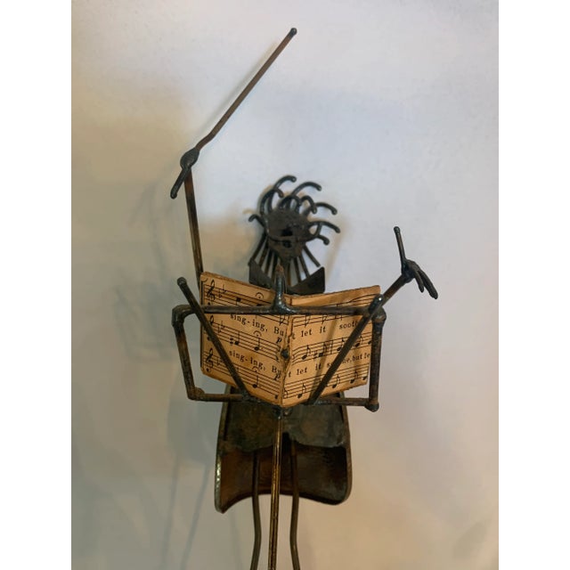 Wood Vintage "Maestro, Please!" Brutalist Formed Wire & Sheet Metal Sculpture For Sale - Image 7 of 13