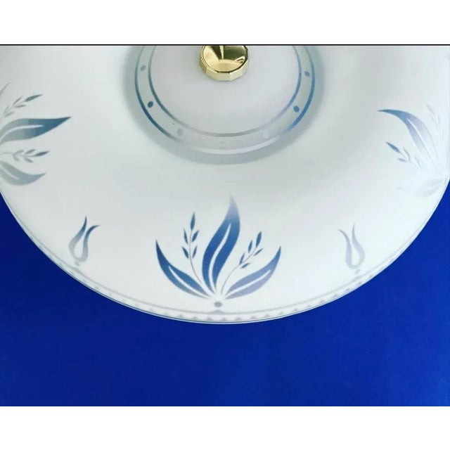 Lovely mid century frosted glass flush mount ceiling light with chic inverted center, transparent leaf designs, geometric...