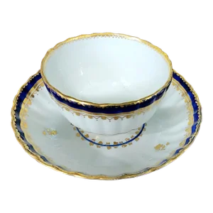 Antique 18th Century Fine English Derby Scallop Cup and Saucer Set