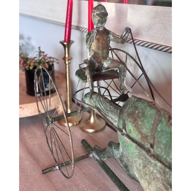 Art Deco Antique Copper Horse & Sulky Weathervane For Sale - Image 3 of 8