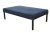Rare vintage modern cocktail ottoman / footstool / footrest featuring rectangular form with blue upholstery and steel...