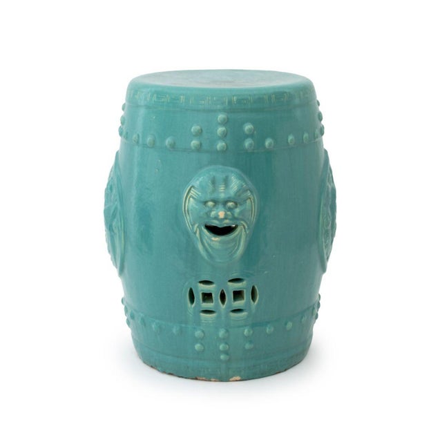 Ceramic Chinese Turquoise Glazed Ceramic Garden Seat For Sale - Image 7 of 11