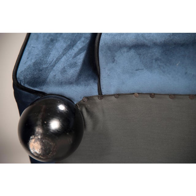 Set of Art Deco Blue Velvet Armchairs, 1940s For Sale - Image 17 of 18