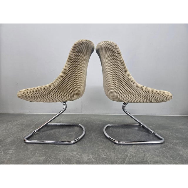 Cream Vintage Chairs by Boris Tabacoff, France, 1970s, Set of 2 For Sale - Image 8 of 11
