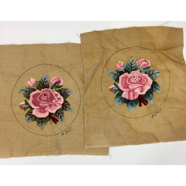 1980s Vintage Punch Needle Embroidery Pillow Covers - A Pair For Sale - Image 9 of 9