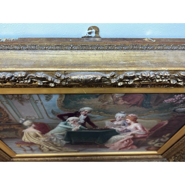 Oil Painting a Chess Problem Italian Genre Interior of Chess, Society and Strategy Signed by Carlo Ferranti For Sale - Image 9 of 12