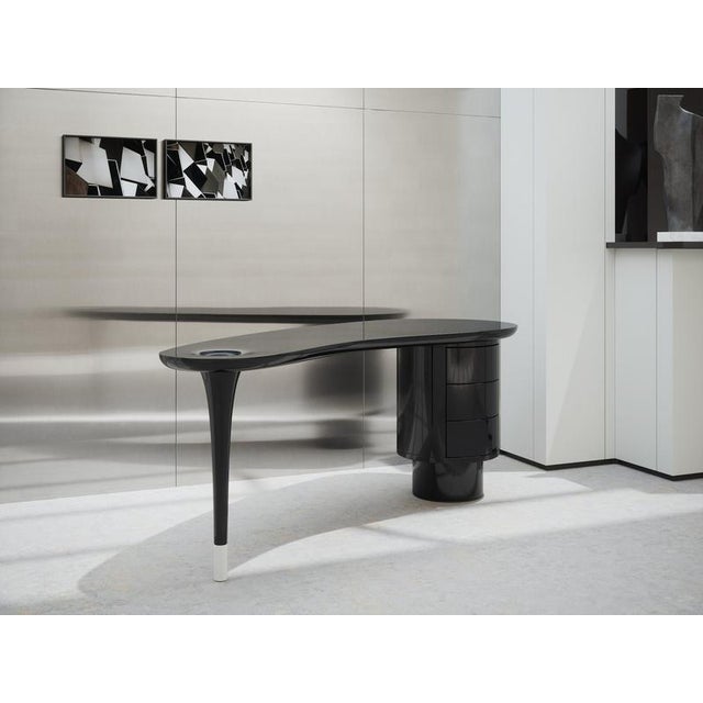 Black Delphine Desk Table with Glossy Lacquer Finish by Ultramobili For Sale - Image 8 of 13