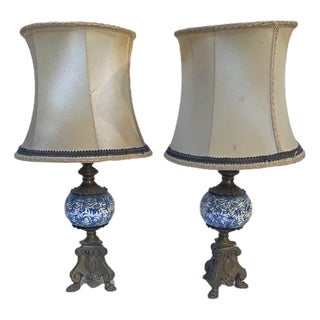 Table Lamps in Ceramic and Bronze, Set of 2 For Sale