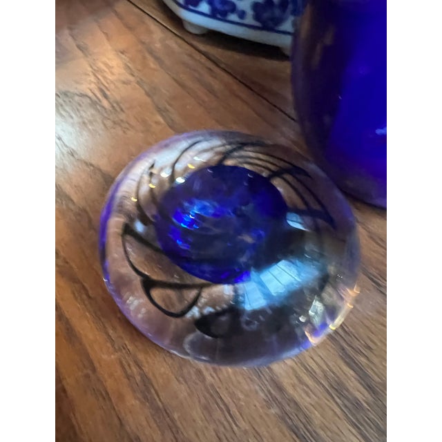 1970s Pair of Blue Glass Paperweights For Sale - Image 10 of 12