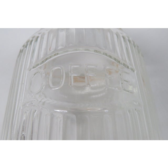 Transparent Hoosier Sellers Coffee Canister 1920s Clear Ribbed Glass Jar With Lid 4481b For Sale - Image 8 of 15