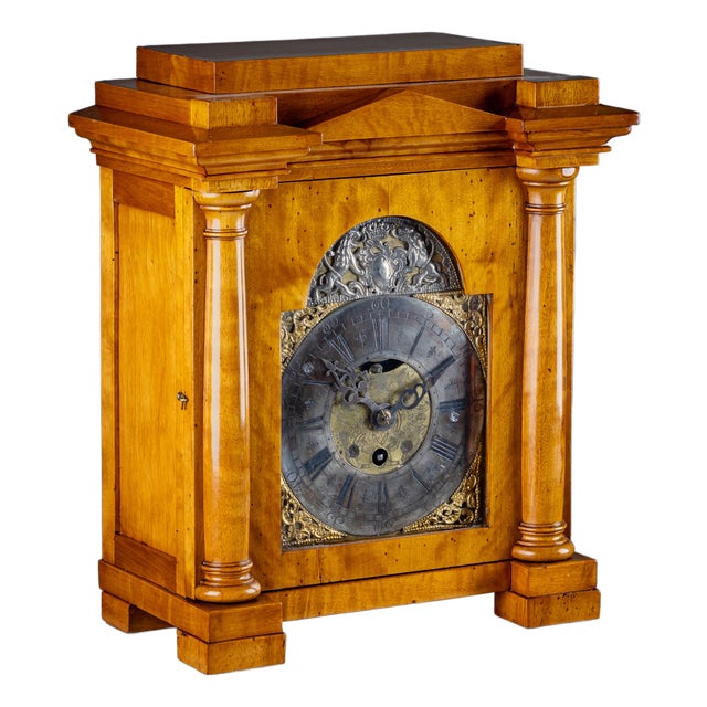 19th Century Baroque Wall Clock in Biedermeier Case For Sale
