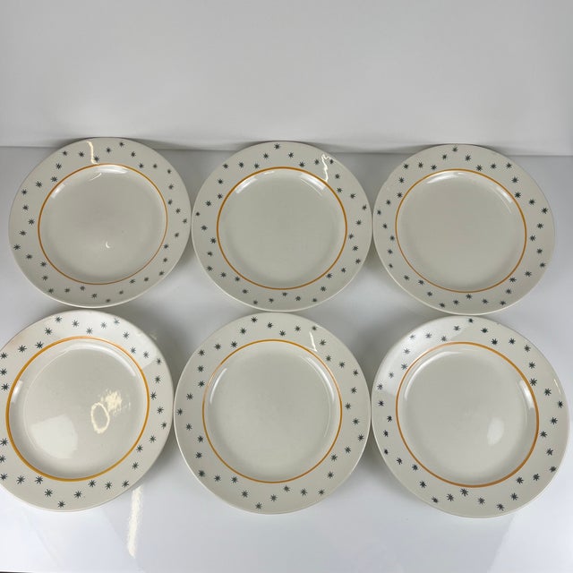 Primefleur Design Constellation Model Dinner Plates from Gien, 1950, Set of 6 For Sale - Image 6 of 11