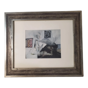 1960s Small Abstract Expressionist Original Mixed Media on Paper Signed Harry Nadler
