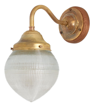 Decorative Acorn Holophane Brass Wall Light