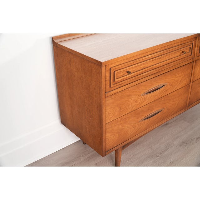 Wood 1960s Broyhill Sculptra "Double" Lowboy Dresser For Sale - Image 7 of 11