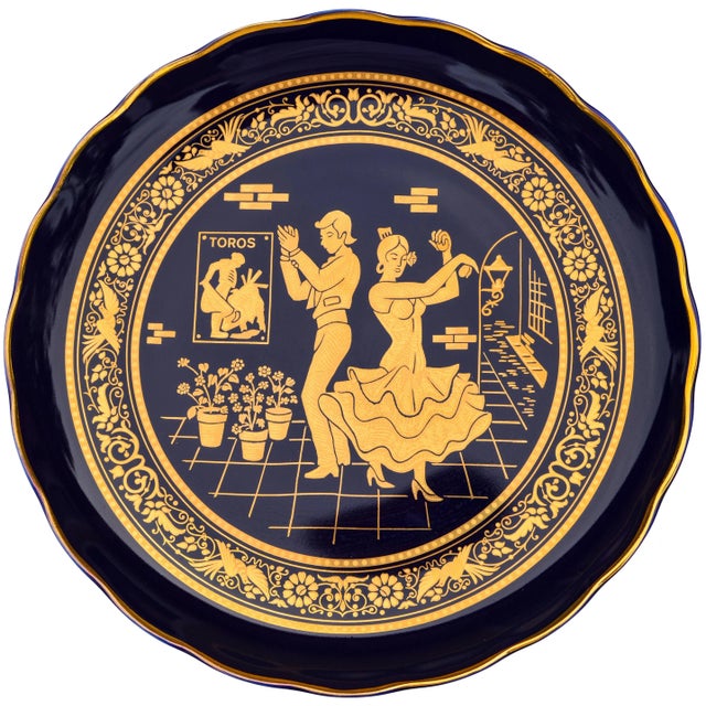 Vintage Gold-Patterned Spanish Plate For Sale In New York - Image 6 of 6