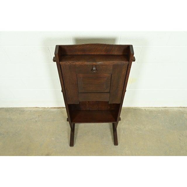 Brown Early Gustav Stickley Antique Mission Oak Arts & Crafts "Chalet" Drop Front Secretary Desk, Circa 1902 For Sale - Image 8 of 11