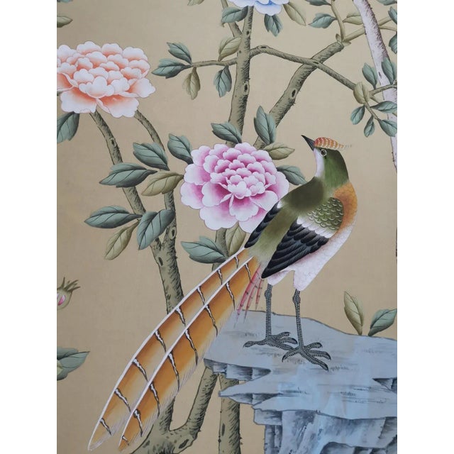 36" * H108"/Panel * 6ps, Peonies Garden Chinoiserie Handmade Wallpaper Mural For Sale - Image 6 of 6