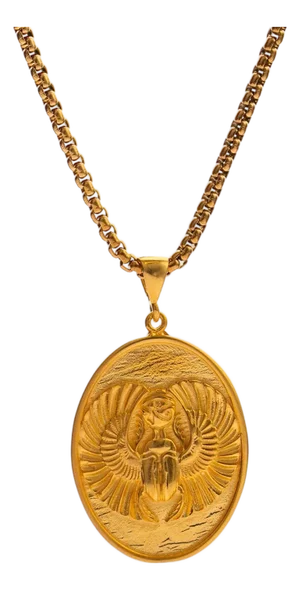 Eternal Scarab Guardian Medallion Gold Necklace