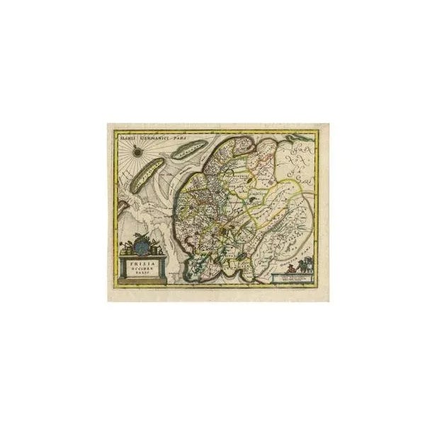 Antique Hand-Colored Map of Friesland by C. Merian, 1659 For Sale - Image 4 of 10