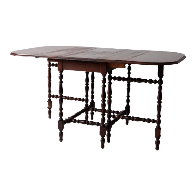 Vintage Gate Leg Drop Leaf Wooden Table For Sale