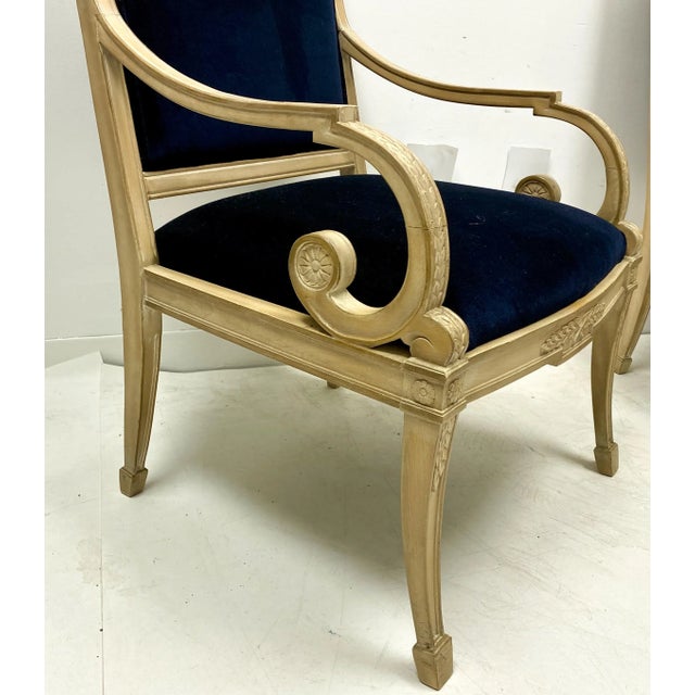 Neoclassical Mid 20th Century Carved French Bergere Chairs - A Pair For Sale - Image 3 of 11