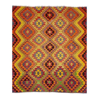 Square Vintage Colorful Kilim Rug For Sale