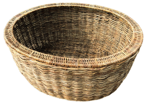 French Rustic Oval Willow Wicker Basket, 1960s